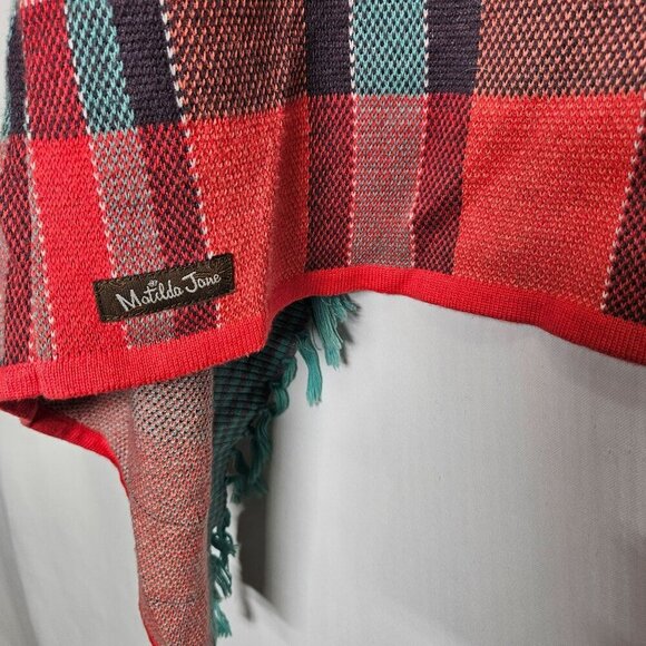 Matilda Jane Cardigan Sweater Fringe Hem Open Front Plaid Stripes Multicolor sz - Picture 6 of 10